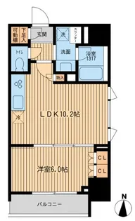 HF上野入谷レジデンス 旧:ルフォンプログレ上野入谷【6階】の間取り
