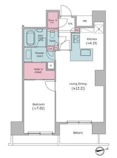 レジディアタワー目黒不動前【19階】の間取り