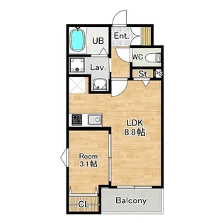 ザカラー東本町A棟【1階】の間取り
