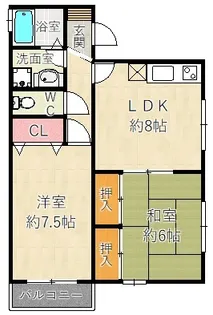 シェソワ大物【1階】の間取り