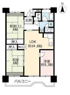 UR武庫川【8階】の間取り