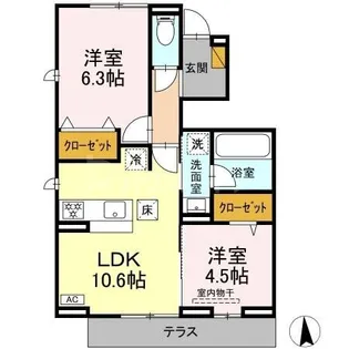 リッシュセゾン E【1階】の間取り
