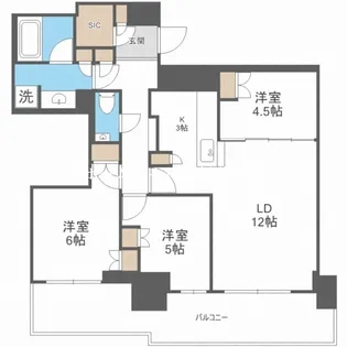 ザ・グランアルト札幌 苗穂ステーションタワー【7階】の間取り