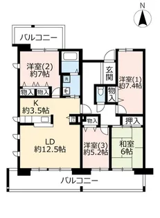 URシャレール東豊中【7階】の間取り