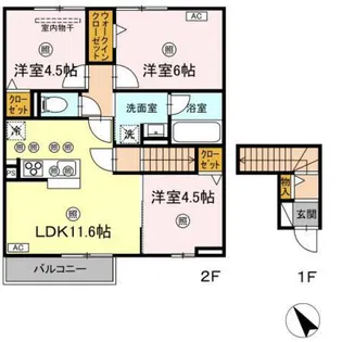 ラ・グランシューズ【2階】の間取り