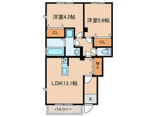 福岡県直方市大字植木【アパート】の間取り
