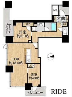 シエリアタワー大阪堀江【23階】の間取り