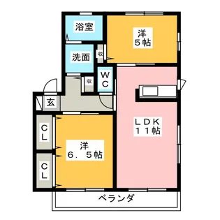 2LDKの間取り画像