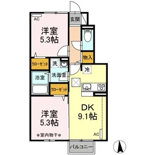 福島県福島市西中央5【アパート】の間取り