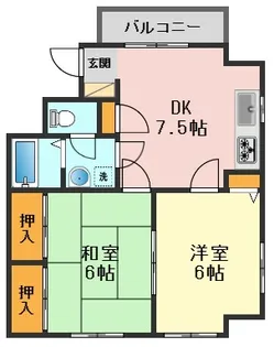 2DKの間取り画像