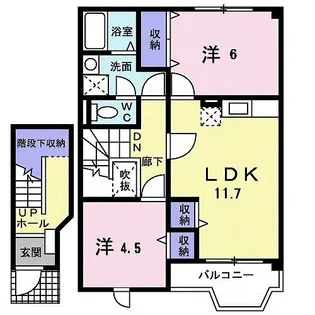 広島県廿日市市大野【アパート】の間取り