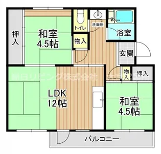 加茂川団地 4号棟【4階】の間取り