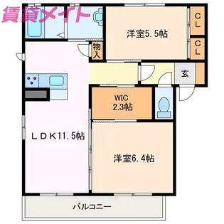 レシェンテB【2階】の間取り