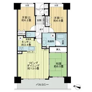 ライオンズマンション北四番丁【7階】の間取り