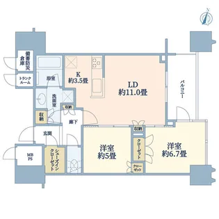 パークコート文京小石川 ザ タワー【8階】の間取り