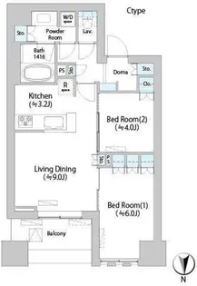 ネウボーノ菊川II【2階】の間取り