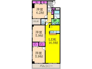 ヴィル・ド・フル-ル【4階】の間取り