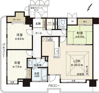 ダイアパレスガレリアシティイーストウイング【10階】の間取り