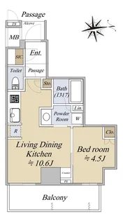 プラウドタワー北浜【12階】の間取り