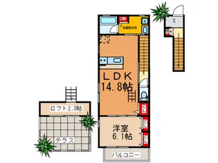 フォレストシティー37石切C【2階】の間取り