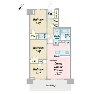 リビオ北浦和【5階】の間取り