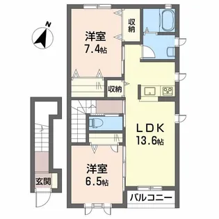 メゾン・ドゥ・ラムール A棟【2階】の間取り