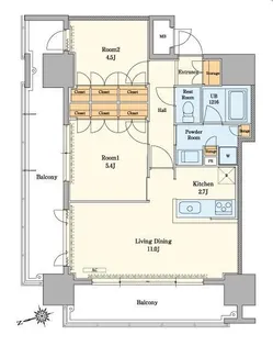 RJRプレシア吉塚駅前II【6階】の間取り