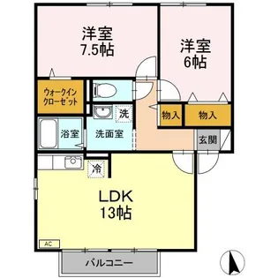 アシュランス A棟【2階】の間取り
