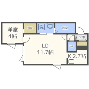 ブルーイング西町北【4階】の間取り