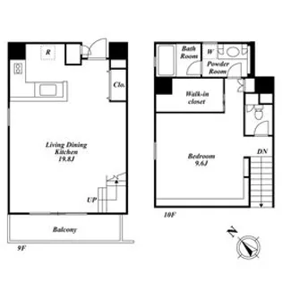 キャビンアリーナ赤坂【9階】の間取り