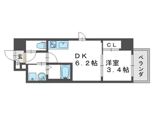 エセリアル喜連瓜破【6階】の間取り