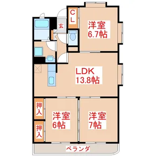 フェニックスハイツ B棟【1階】の間取り