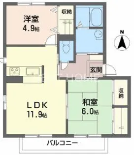 シャーメゾン植田D【2階】の間取り