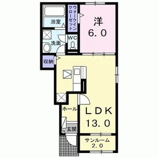 ディアコートII【1階】の間取り