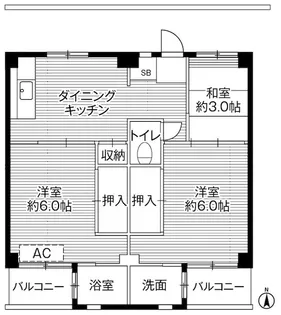 ビレッジハウス小比企【1階】の間取り