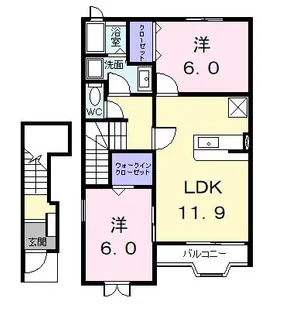 ノイエ・シュトラーセB【2階】の間取り