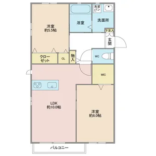 シティパル敷戸A【1階】の間取り
