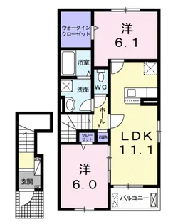 ティーズ カーサソレアードII【2階】の間取り
