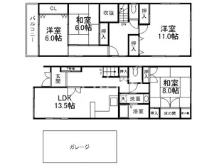 京都府京都市伏見区深草向ケ原町【一戸建】の間取り