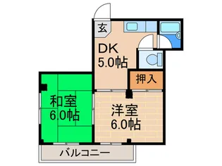 千躰ハザマコーポ【4階】の間取り