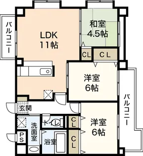 コーポラス古市【5階】の間取り