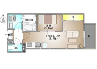 1LDKの間取り画像