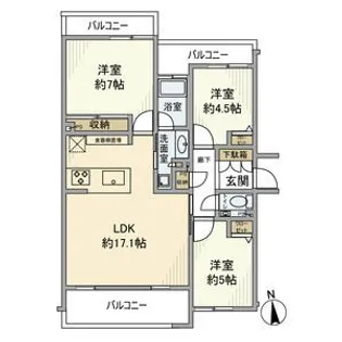 バースシティ大田中央【1階】の間取り