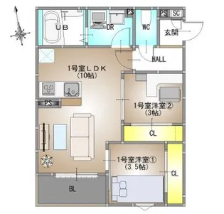 REGALEST 南高前 (旧)REGALEST 奥田7【3階】の間取り