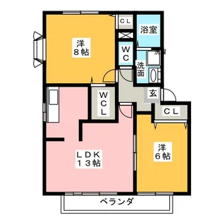 サザンクロスII B棟【2階】の間取り
