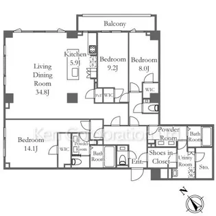 the UPPER HOUSE SHIROKANE【2階】の間取り