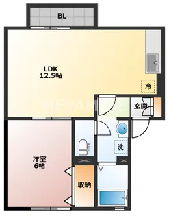 メルベーユ富の原A棟【1階】の間取り
