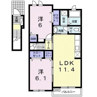 ブライト ヒルズM A【2階】の間取り