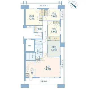 ザ・リバープレイスリバーコート【6階】の間取り