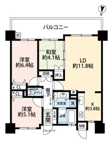 コンツェルトパーク東霞【8階】の間取り